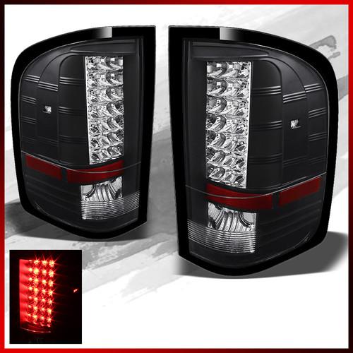 07-13 silverado 1500/2500/3500 pickup truck black led tail lights brake lamps