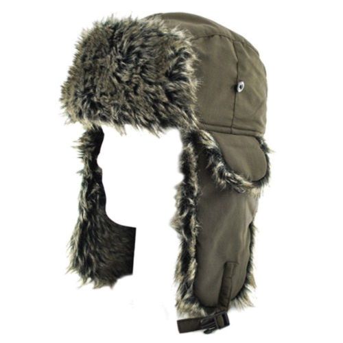 Zanheadgear trooper hat olive w/ grey fur cold weather winter hat