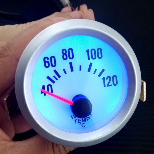 2&#034; car water celsius temp temperature pointer gauge meter white shell blue light