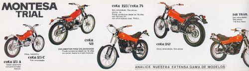 1970&#039;s montesa trial cota 25 49 74 123 247 348 original spanish sales brochure