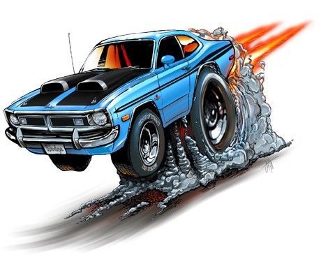 1971 demon muscle car cartoon t-shirt #9256 automotive art