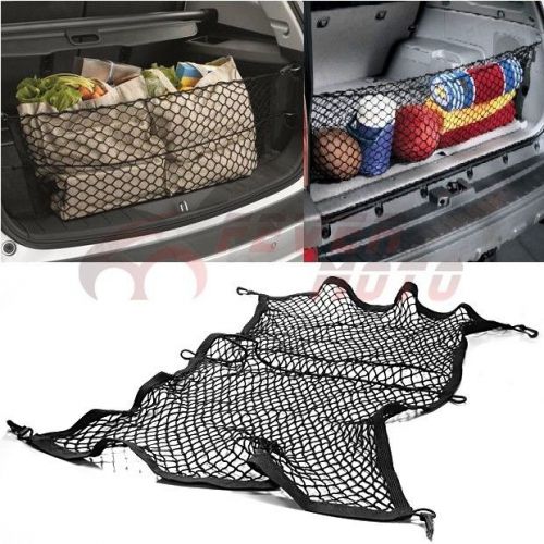 Flexible nylon cars cargo trunk storage black net w/ hook rear tail pet cover fm