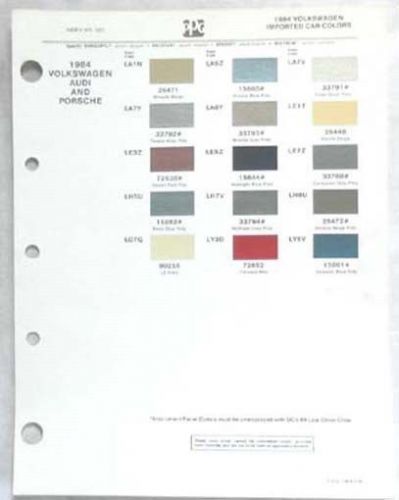 1984  volkswagen ppg color paint chip chart all models vw