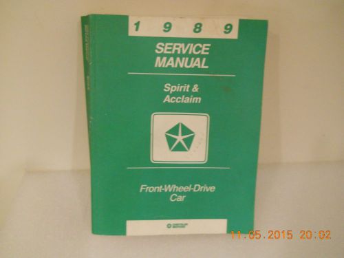 1989 chrysler motors, dodge spirt, plymouth acclaim, factory service manual