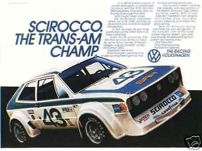 1977 vw scirocco --trans am champ-- ***original ad***