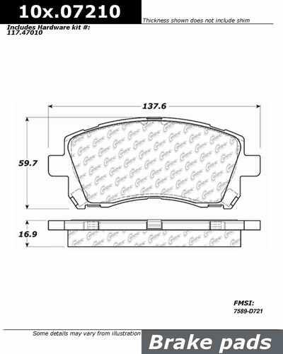 Centric 100.07210 brake pad or shoe, front-oe formula brake pads w/hardware