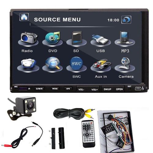 Camera+2din 7&#034; car stereo dvd cd mp3 player hd in dash radio sd mic steer wheel