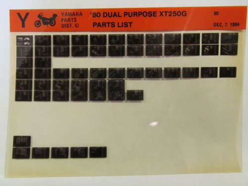 Yamaha xt250 dual purpose 1980 xt250g parts list manual microfiche n52a