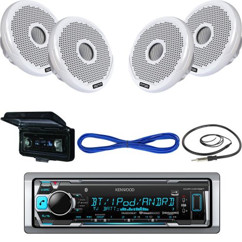 Fusion 7&#034; marine speakers/wire,antenna, kmr-m315bt usb aux bluetooth radio,cover