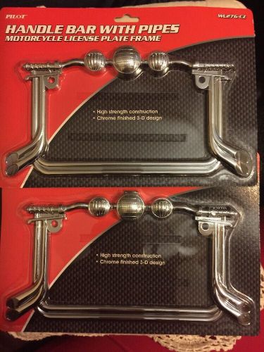 Pilot wl276-cz handle bar w/pipes motorcycle license plate frame 2pc