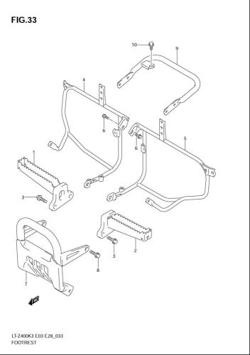 Suzuki ltz400 rear grab bar 43980-07g10-yd8