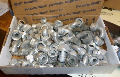 Lot of 36 mixed aircraft ignition elbows cadmium plated steel 3/4 &amp; 7/8