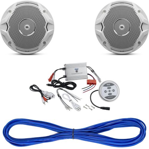 Silver 600w marine bluetooth 2 channel amplifier, 6.5&#034; jbl 150w speakers/ wires