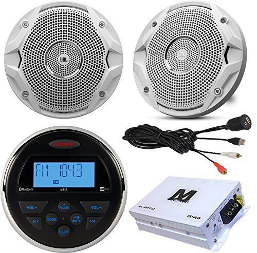 Ms3artl marine guage bluetooth stereo, 2x 6.5&#034; speaker, amplifier, usb/aux cable