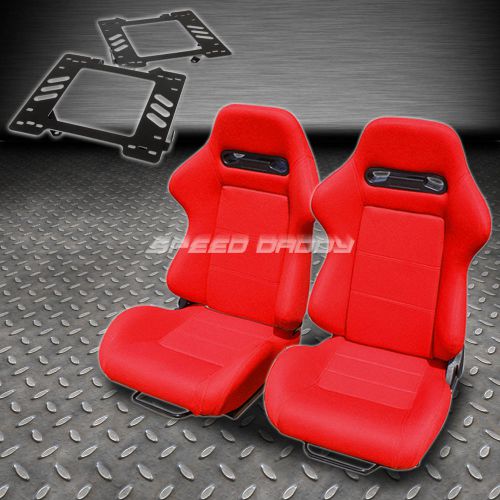 Pair type-r red cloth reclining racing seat+bracket for 99-04 mustang sn-95