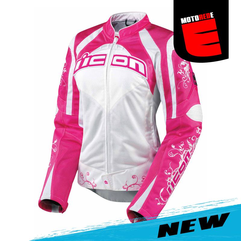 Icon contra speed queen womens motorcycle textile jacket pink white medium med m
