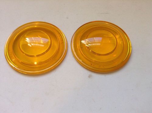 Lqqk! vintage pair kopp 3&#034; cowl orange amber light 3l3f lens lamp nos ? antique