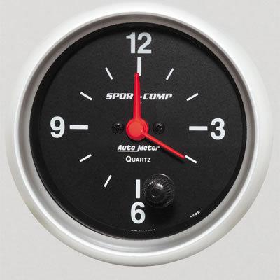 Autometer sport-comp electrical clock gauge 2 5/8" dia black face 3585