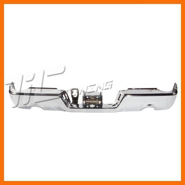 09-12 ram r1500 pickup rear step bumper chrome steel face bar for dbl exh wo pdc