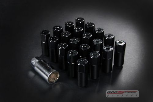 Godspeed t-5 wheel rim racing lug nuts 50mm 20 piece m12 x 1.5 open/close black