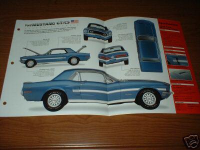 ★1968 mustang gt/cs ca special original imp brochure specs 68 california special