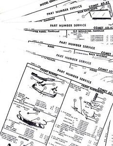 1960 1961 1962 mercury comet sedan wagon body parts list numbers crash sheets!