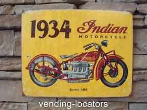 Indian motorcycle 12&#034; x 16&#034; vintage style metal harley davidson bike scout ride