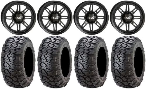 Itp ss216 black golf wheels 12&#034; 23x10-12 ultracross tires ez-go &amp; club car