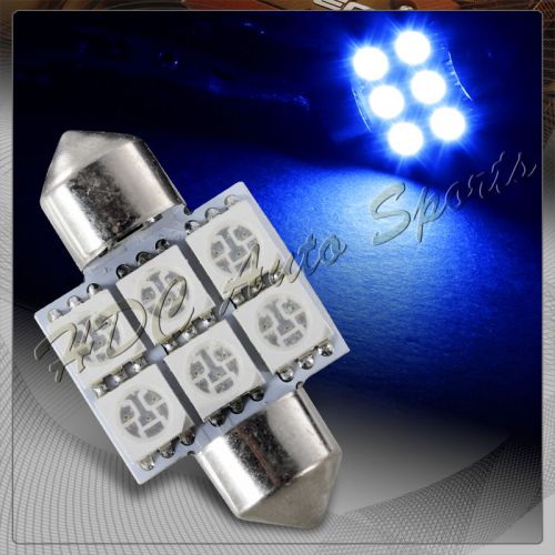 1x 31mm 6 smd blue led festoon dome map glove box trunk replacement light bulb