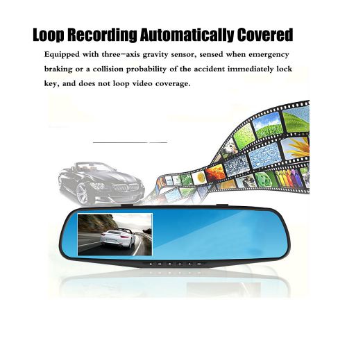 Rearview mirror driving camera video recorder night vision car dvr 3.8&#034; lcd hd