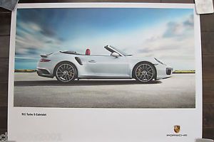 Porsche carrera turbo s cabriolet 911 991 poster brand new white centerlocks