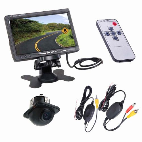 7&#034; lcd mirror monitor +wireless car reverse rear view backup camera night vision