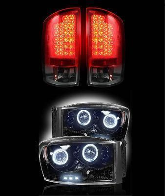 Recon dodge ram  led tail lights + projector headlights smoked (2006-2008)