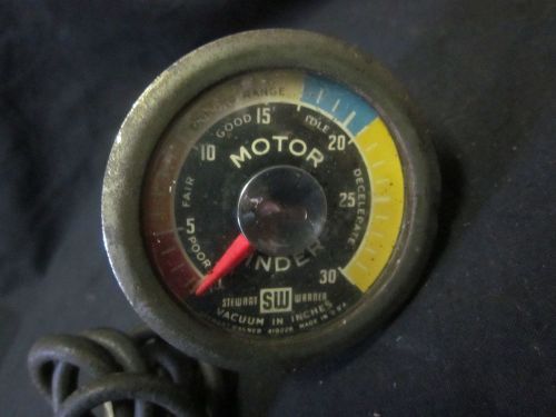 Vtg sw stewart warner 2 3/4&#034; motor minder vacuum gauge for chevy ford street rod