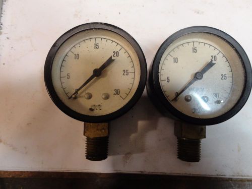 Vacuum gauges 1/4 pipe thd zero to 30 inches matched