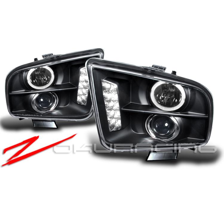 2005-2009 ford mustang led projector black headlights pair