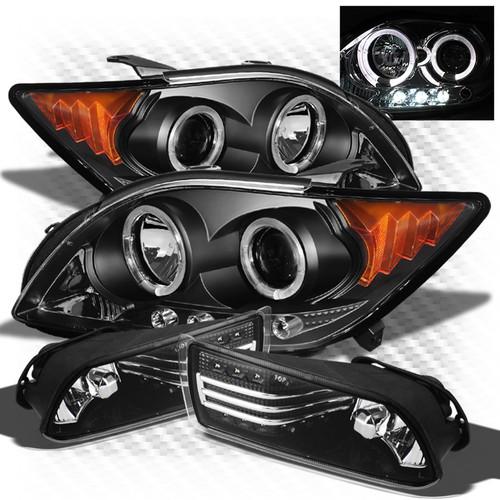 08-10 tc black halo led projector headlights + black fog lights w/led combo set