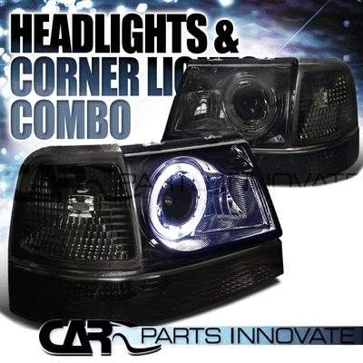 Ford 98-00 ranger halo projector headlights smoke+corner bumper turn signal lamp