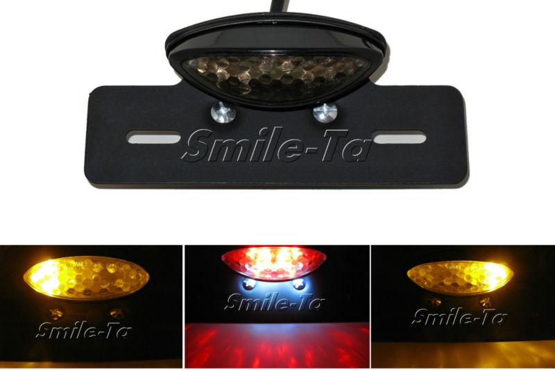 Smoke motorcycle led brake/running/turn signal/license plate tail light cruiser>