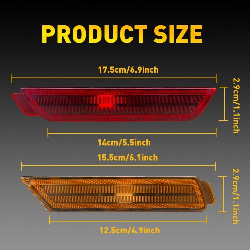 Amber / red lens f/r bumper side marker lights housings for 10-15 chevy camaro