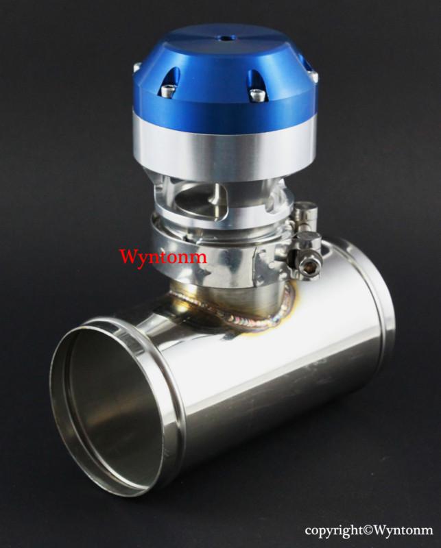 44mm bov blow off  bypass valve turbo + 3" od stainless steel adp pipe blue 