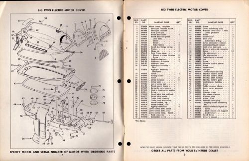 1963  evinrude outboard motors  40 hp big twin electric  parts catalog