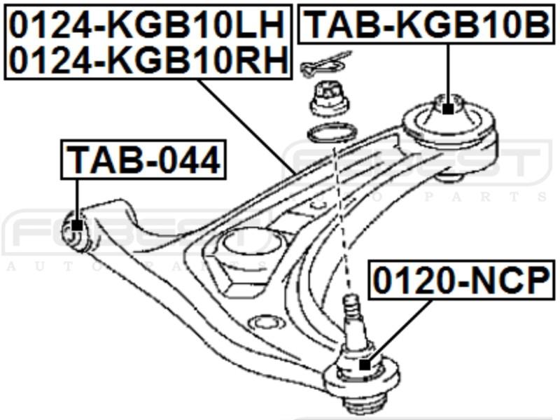 Control arm (right front) - febest # 0124-kgb10rh