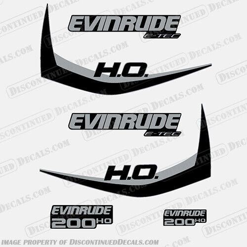 Fits evinrude 200hp high output e-tec decal kit (black) - 2011-2014