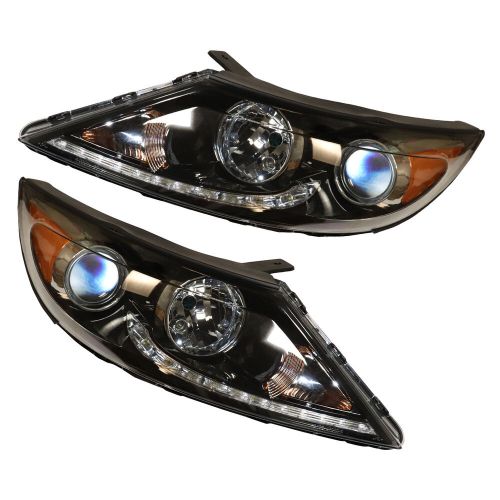 For 2013-2016 kia sportage pair halogen headlight headlamp w/ led drl left+right