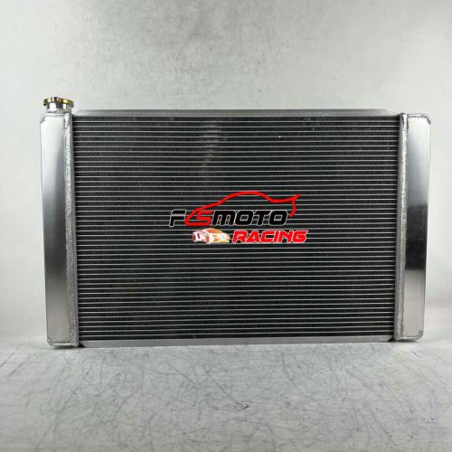 Aluminum radiator+fan for chevy config manual 3 row 26&#034; core universal crossflow