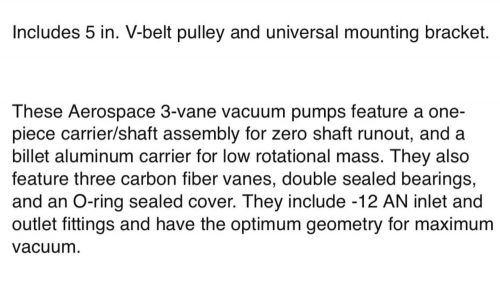 Ac-vp small block ford new!!! pro racing vacuum pump 3 vane aerospace  kit