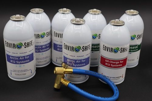 Envirosafe arctic air for r12 auto ac, proseal &amp; oil &amp; brass hose kit