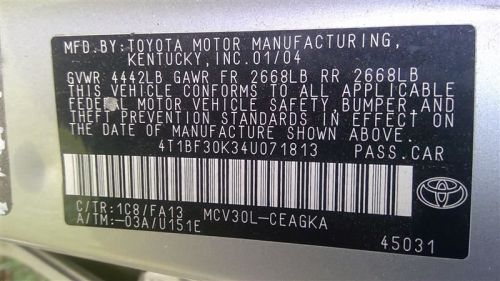 Speedometer cluster mph 6 cylinder le black face fits 02-04 camry 211854