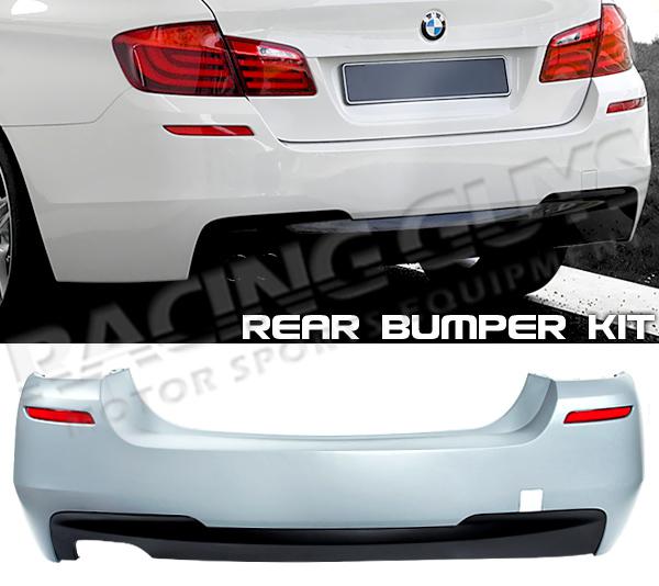 11-12 bmw 528i sedan m style sport rear bumper cover single exhaust outlet new